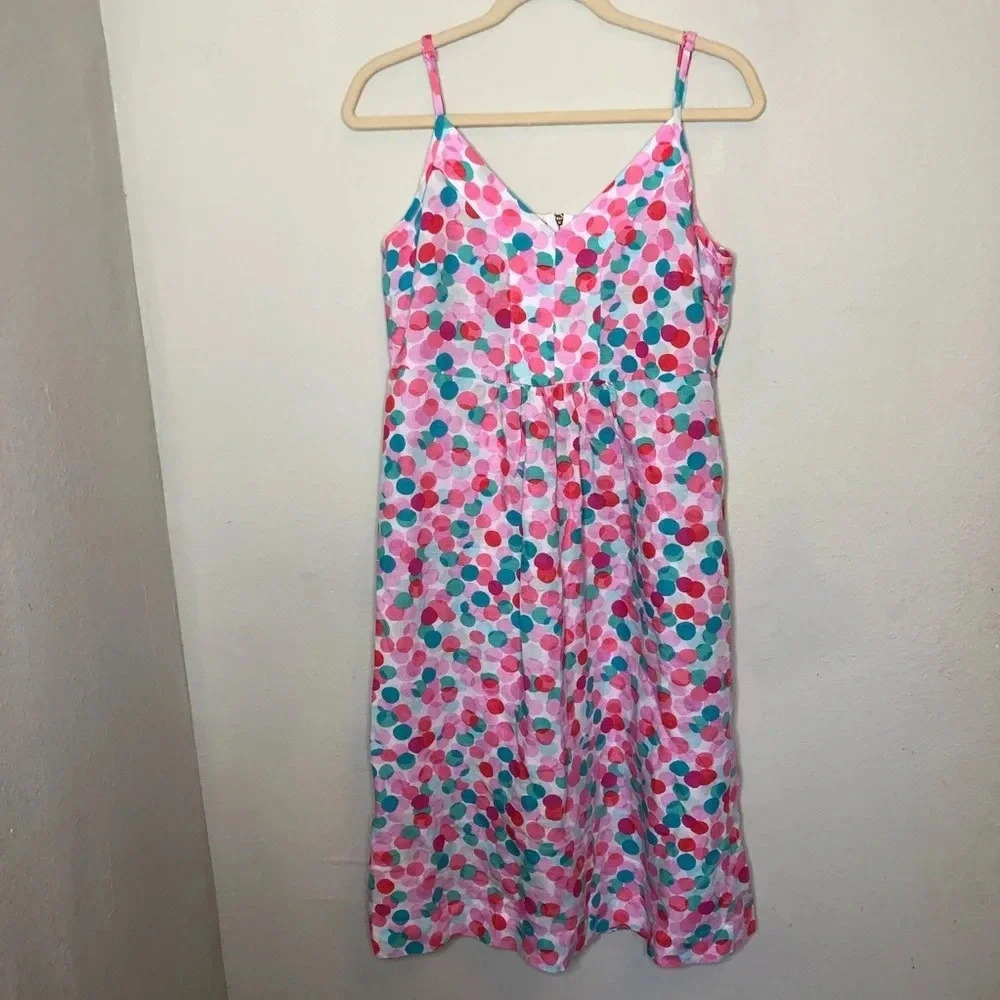 Joules Linen Blend Dress with Circles Size 10